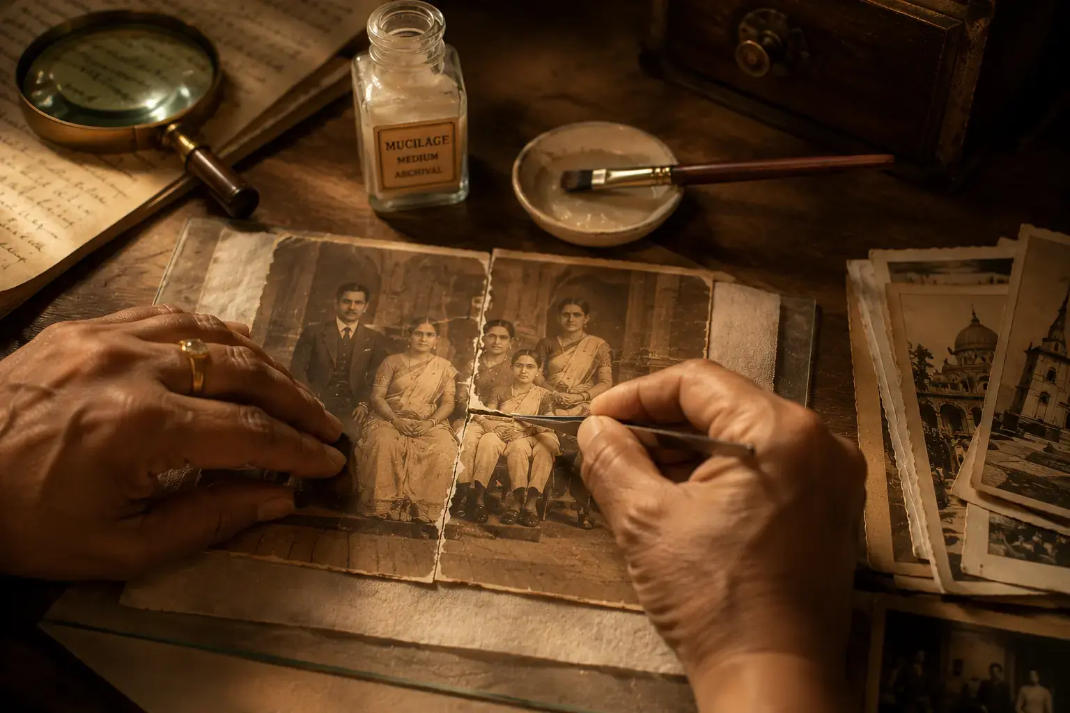 Restoring vintage family photographs and archival memories